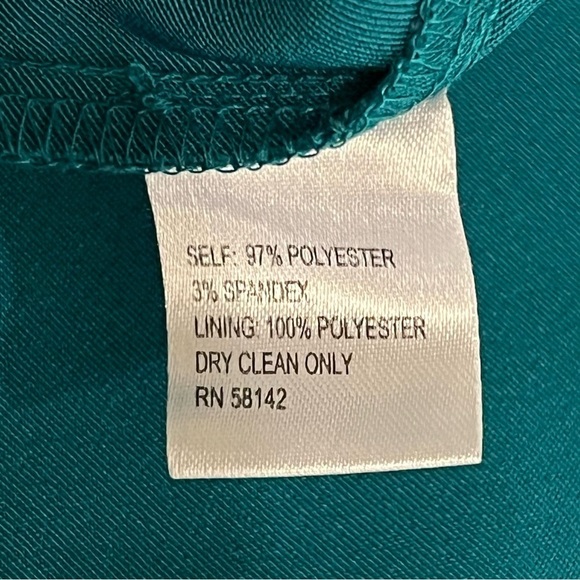 London Times Teal green satin cocktail dress, knee length, bodycon, size 8 - Picture 13 of 16